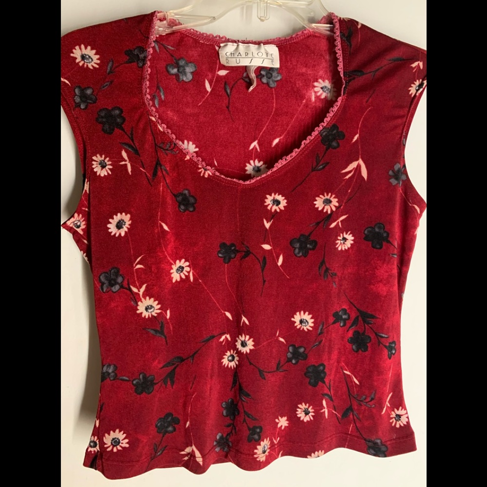 Deep Red Floral Charlotte Russe Top